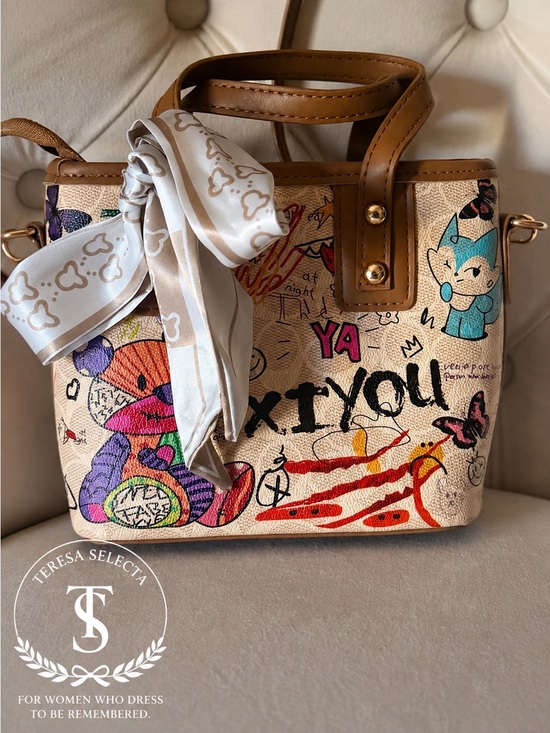 The Unbranded Brand Handbags - Graffiti Teddy Bear Mini Satchel Crossbody Bag Cute Kawaii Street Art NWOT